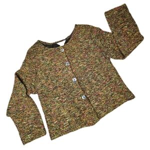 UBU I'll Be Me Vintage Colorful Speckled Nubby Textured Knit Cropped Sweater